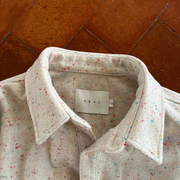 Neul Oversized Shirt Jacket w| Funfetti Pattern | Chest Pockets | Size 2 | Made - Picture 2 of 7